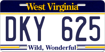 WV license plate DKY625
