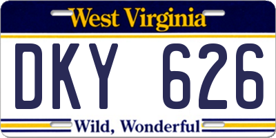 WV license plate DKY626