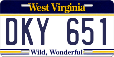 WV license plate DKY651