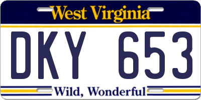 WV license plate DKY653