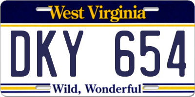 WV license plate DKY654