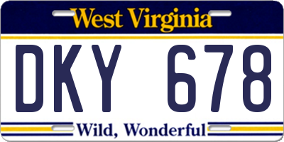 WV license plate DKY678