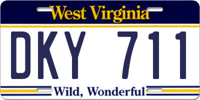 WV license plate DKY711