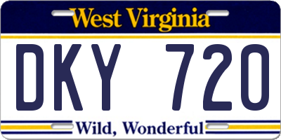 WV license plate DKY720