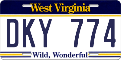 WV license plate DKY774