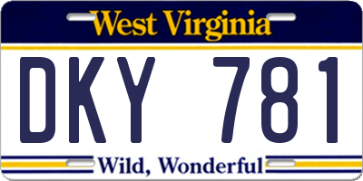 WV license plate DKY781