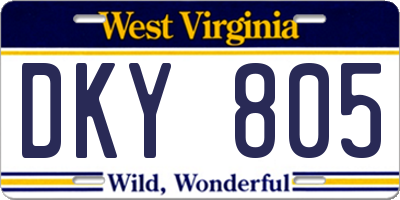 WV license plate DKY805