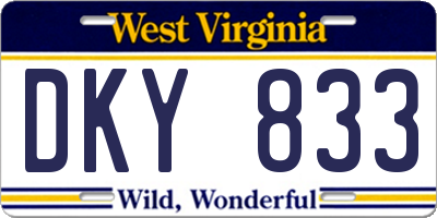 WV license plate DKY833