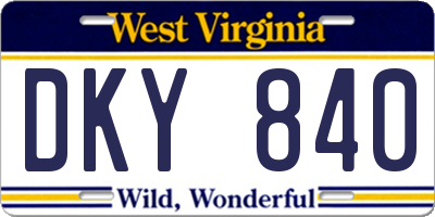 WV license plate DKY840