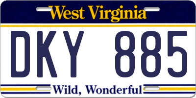 WV license plate DKY885