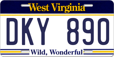 WV license plate DKY890