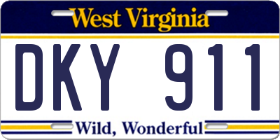 WV license plate DKY911