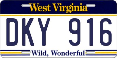 WV license plate DKY916