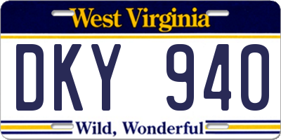 WV license plate DKY940