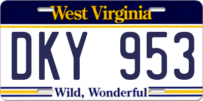 WV license plate DKY953