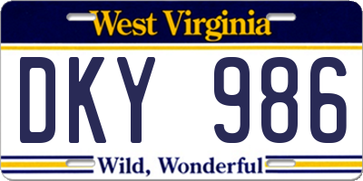 WV license plate DKY986