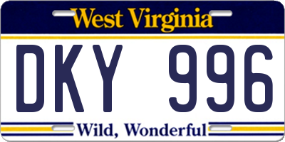 WV license plate DKY996