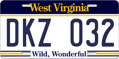 WV license plate DKZ032