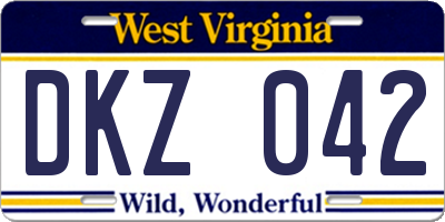 WV license plate DKZ042