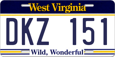 WV license plate DKZ151