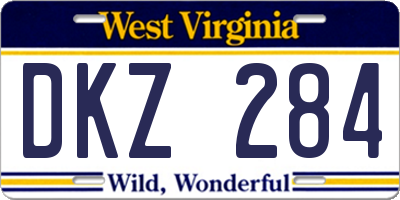 WV license plate DKZ284