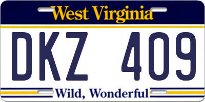 WV license plate DKZ409