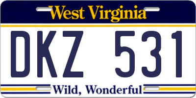WV license plate DKZ531