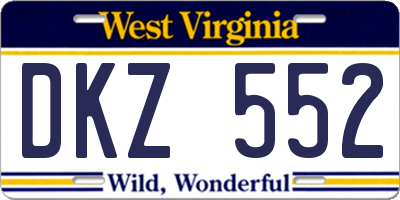 WV license plate DKZ552