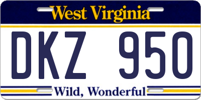 WV license plate DKZ950