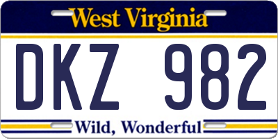 WV license plate DKZ982