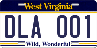 WV license plate DLA001
