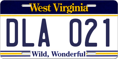 WV license plate DLA021