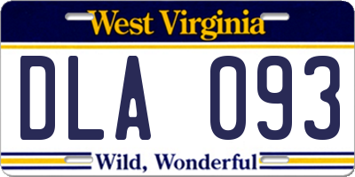 WV license plate DLA093