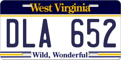 WV license plate DLA652