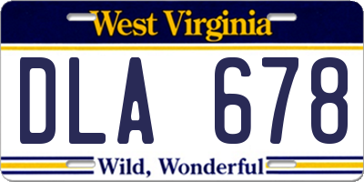 WV license plate DLA678