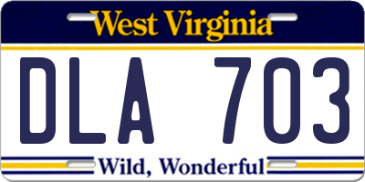 WV license plate DLA703