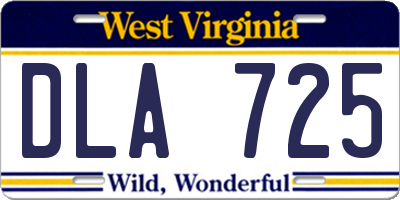 WV license plate DLA725