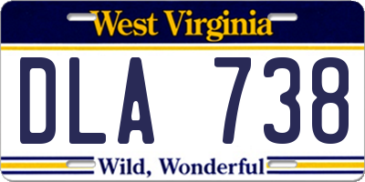 WV license plate DLA738