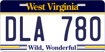 WV license plate DLA780