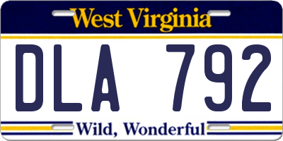 WV license plate DLA792