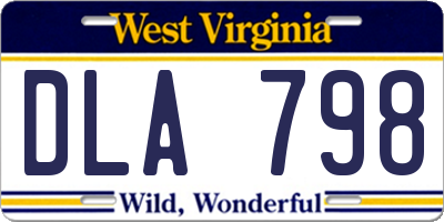 WV license plate DLA798