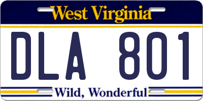 WV license plate DLA801