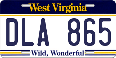 WV license plate DLA865