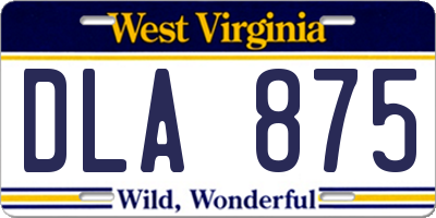 WV license plate DLA875