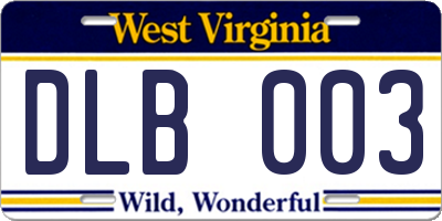 WV license plate DLB003