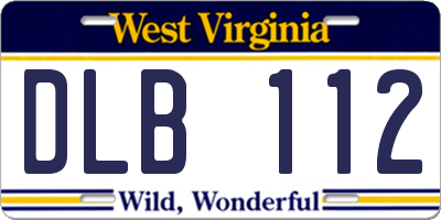 WV license plate DLB112