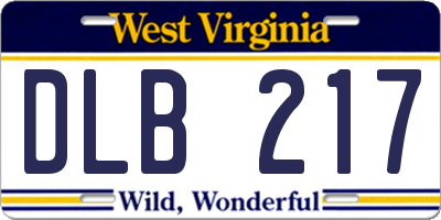 WV license plate DLB217