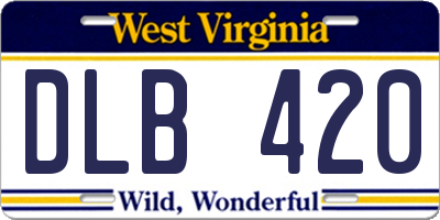 WV license plate DLB420