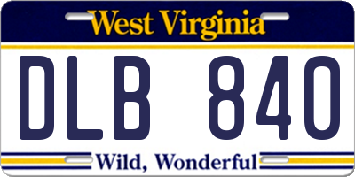 WV license plate DLB840