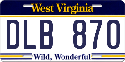 WV license plate DLB870